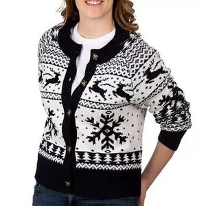 Dec. 25th Women's Size Medium Holiday Fair Isle Button-Down Cardigan Sweater
